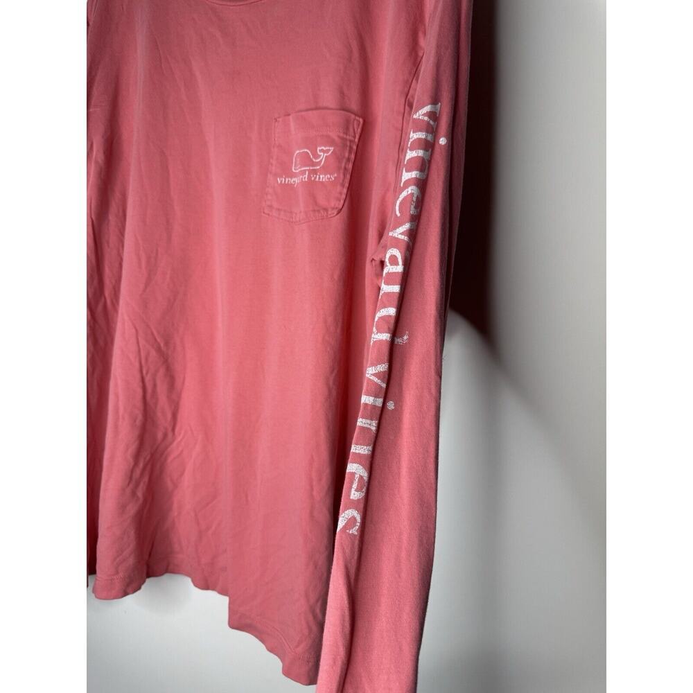 Vineyard Vines Long Sleeve T-Shirt Men's XXL Whale Logo Pink Salmon Front Pocket - Picture 3 of 7